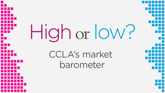 High or low graphic with pink and blue squares